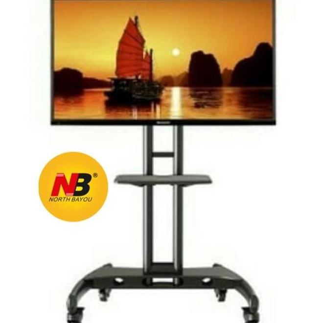NB AVA 150032-70 Bracket TV Standing 32-75 Inc Hitam Dual Poles VESA 200x200-600x400 Adjustable Heig