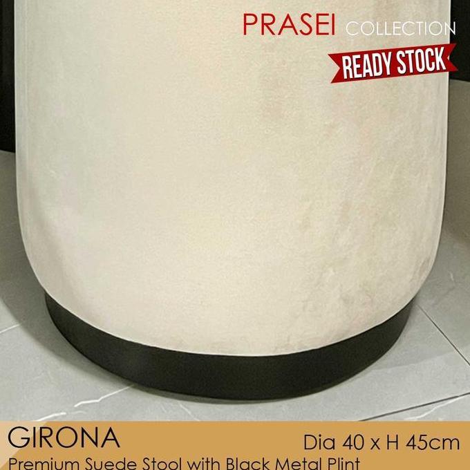 GIRONA - Premium Suede Stool Pouffe Ottoman Kursi Bulat Bludru TS