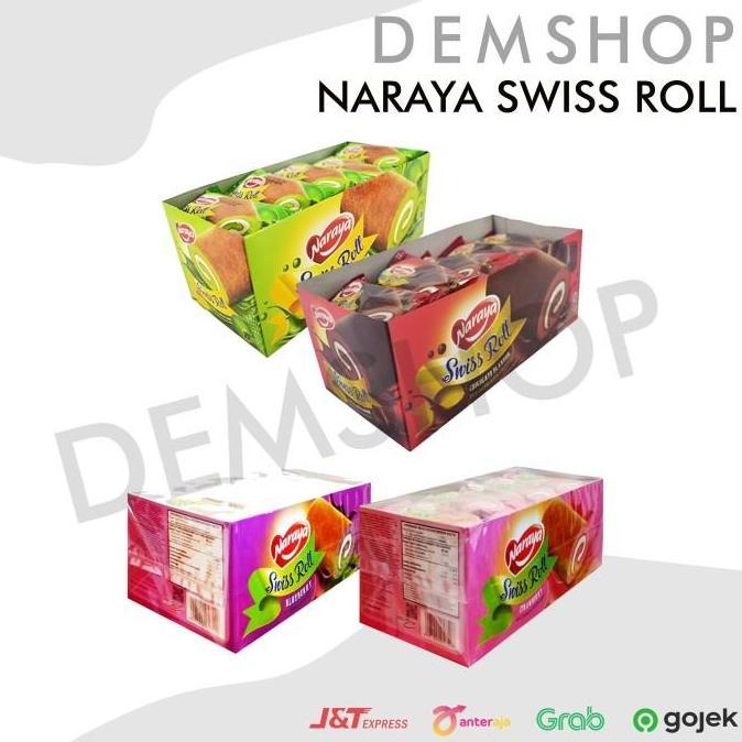 NARAYA SWISS ROLL CAKE 20 pcs - Kue Bolu Pandan Cokelat Chocolate