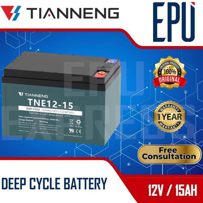 Aki Selis Tianneng 12V 15AH Tian Neng Aki Sepeda Listrik 12V 14AH