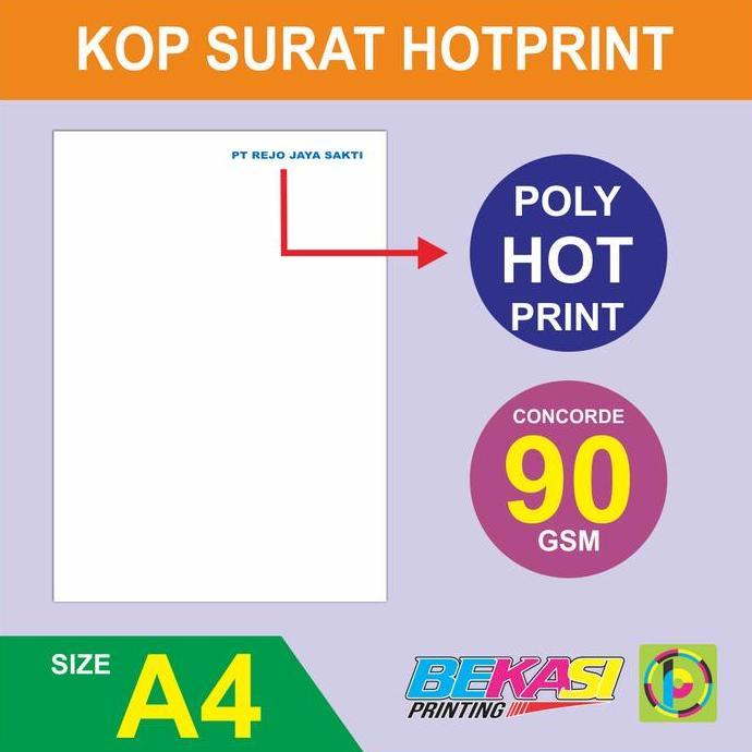 90 GSM Letterhead Foil Cetak Kop Surat Concorde Logo Poly Emas