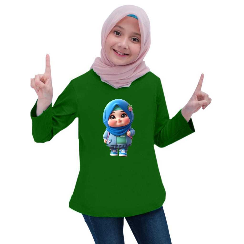 kaos anak perempuan lengan panjang gemoy girls hijab