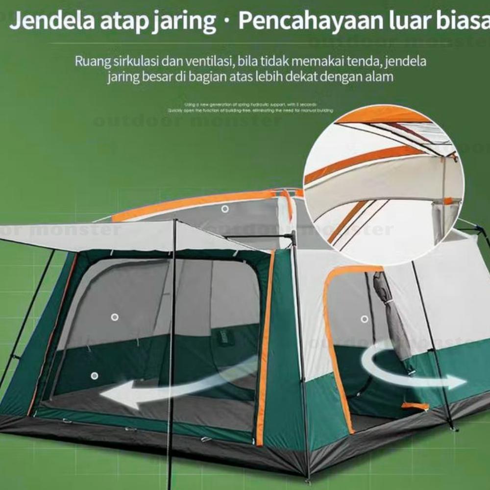 Outdoor Monster (Garansi 1 Tahun) 8-12 Orang Tenda Camping Tahan Air Dan Angin - Tenda Besar Keluarg