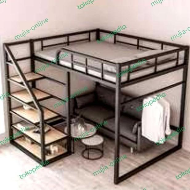 OK LOFTBED RAK RANJANG TINGKAT DIVAN BESI KUAT MINIMALIS MEZZANINE COSTUM *