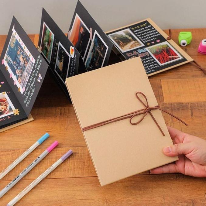 Mini Album Scrapbook Polos Lipat Hitam - Scrapbook Mini Lipat Polos Hitam Album murah