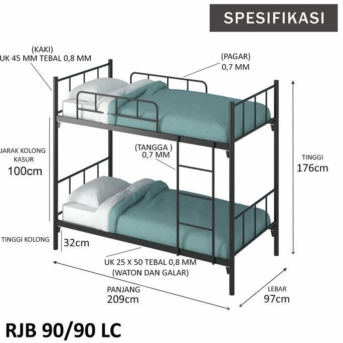 Ranjang Tingkat Besi |Ranjang Susun Minimalis|Kasur Tingkat |90/120