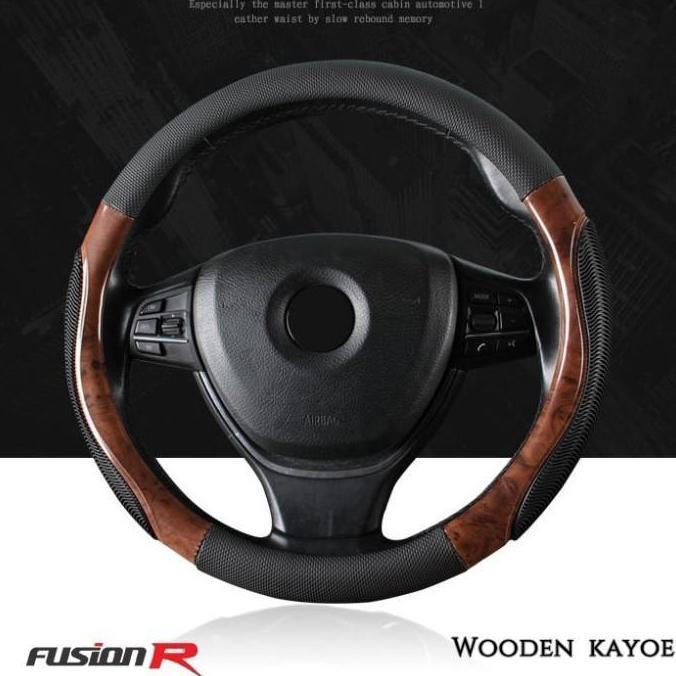 INNOVA REBORN Cover Sarung Stir Setir Mobil WOODEN KAYU Kulit FUSION R