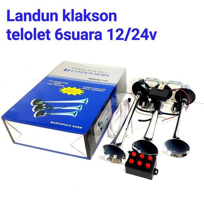 FRAHAV KLAKSON TELOLET 3 CORONG 6 SUARA 6 TOMBOL MARCOPOLO HORN TECH 12V 24V