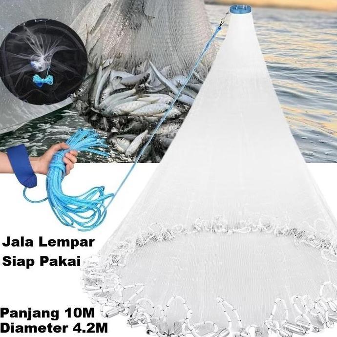 YUKAAME Cast a Net Jaring Jala lempar Nilon Perangkap Tangkap Ikan Udang Siap Pakai Pancing Ikan Fis