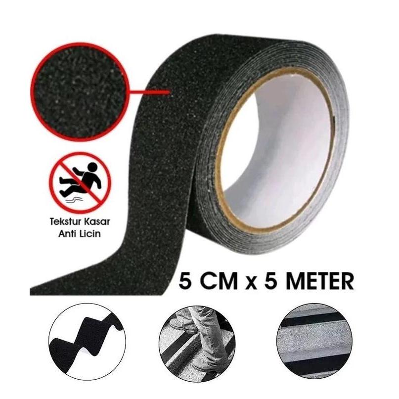 YUKAAME Stiker Lakban Tempel Lantai Anti Slip Tape Licin Plakban Aspal Pasir Silika PVC Kasar Lebar 