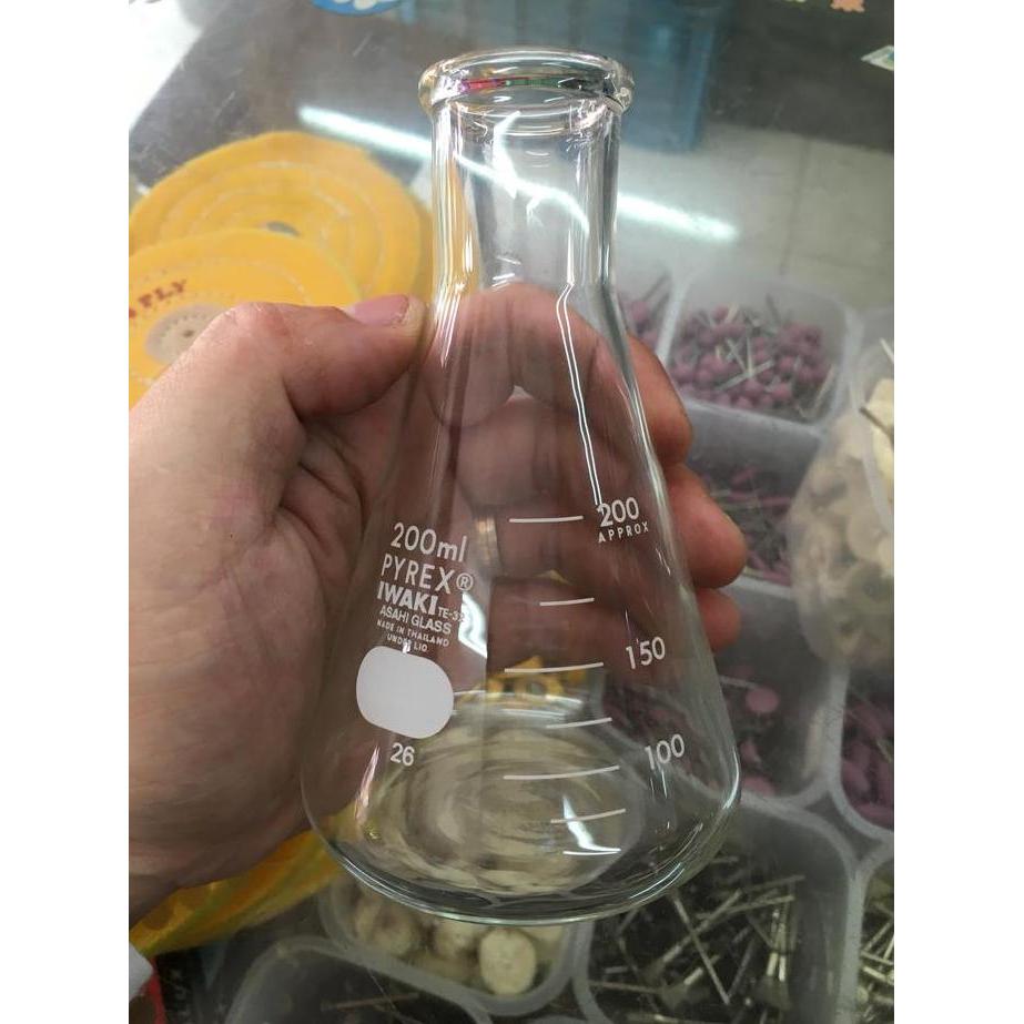 NEW gelas ukur erlenmeyer pyrex 200ml