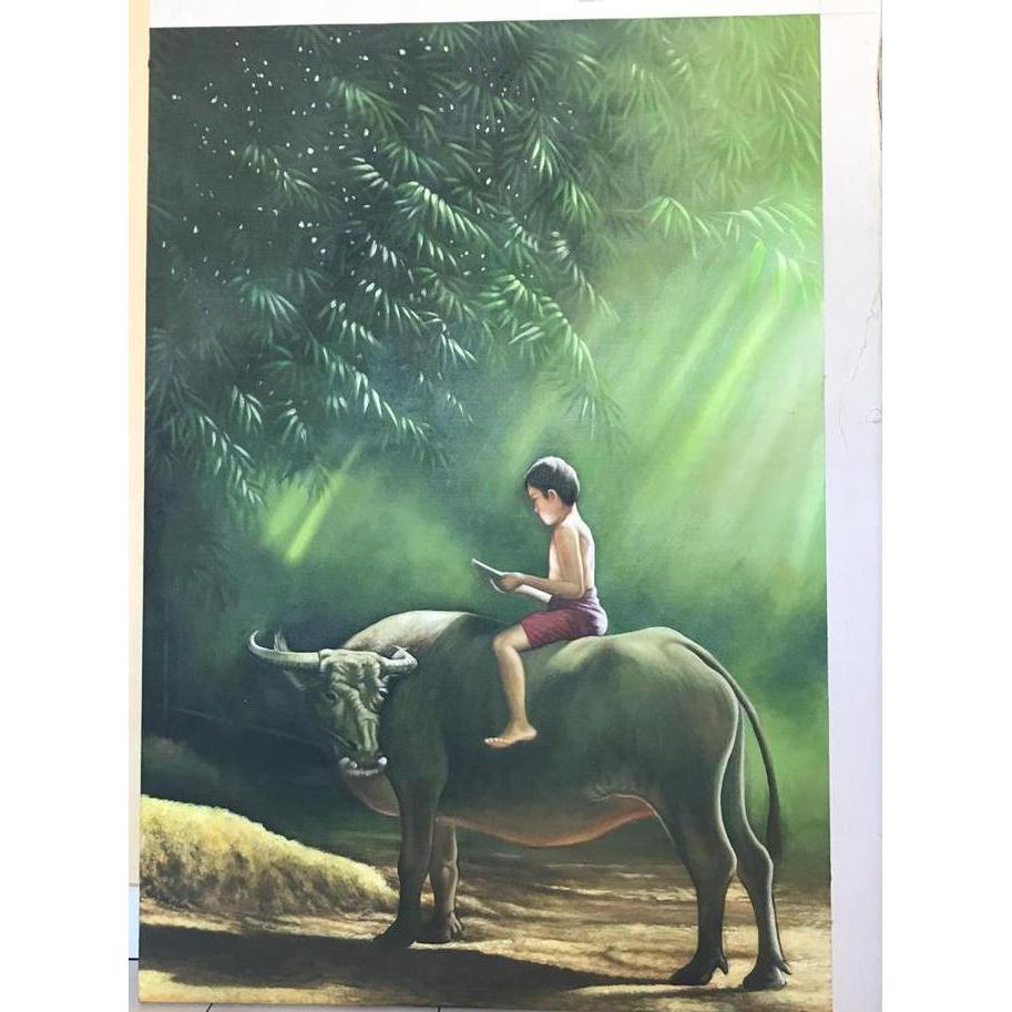 Terlaris Lukisan Dekorasi Pemandangan Pagi Dgn Kerbau