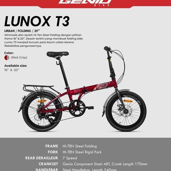 Terlaris Sepeda Lipat 20 Inch Genio Lunox 1.0