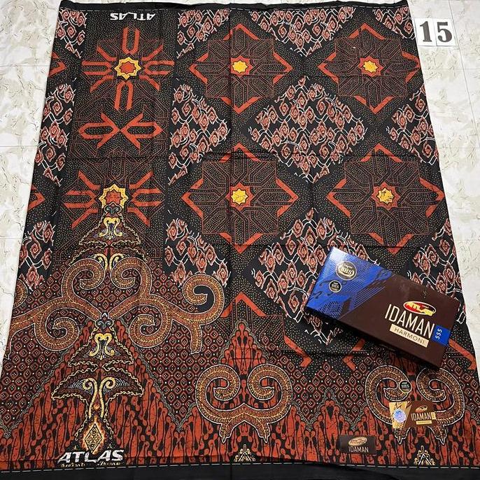 Atlas SARUNG ATLAS BATIK IDAMAN HARMONI MOTIF BATIK GOLD DEWASA Bahan Katun Rayon Halus GRADE GOLD