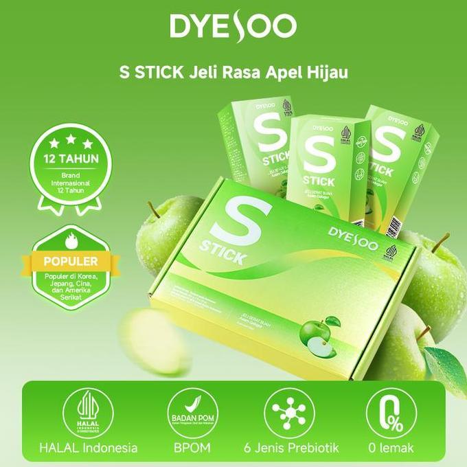 [Live Exclusive] DyesooS STICK Jeli Rasa Apel Hijau - Bersertifikat HALAL Indonesia,Mengandung 6 Pro