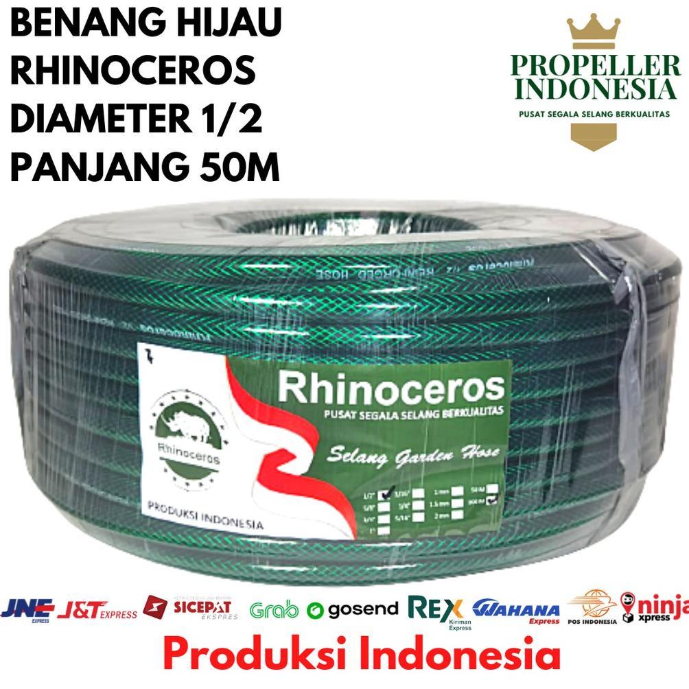 Selang Air 1/2 50Meter RHINOCEROS Benang Hijau Selang Air Taman Selang Air Elastis