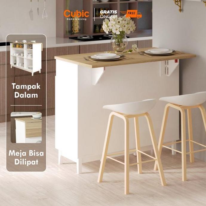 Terlaris Cubic Meja Makan Tinggi / Bar Table Lipat Minimalis / Elena Bt 120