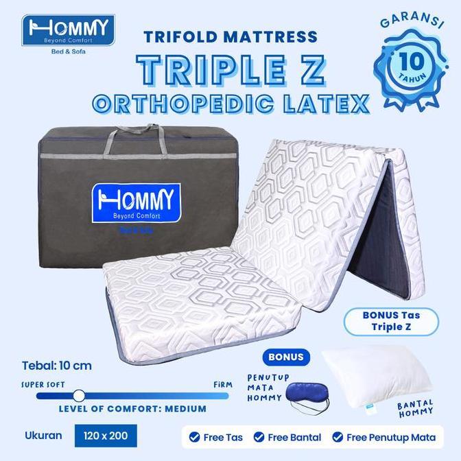 Terlaris Hommy Triple Z - Orthopedic Latex | Trifold Mattress 120 X 200 | Kasur Lipat 3