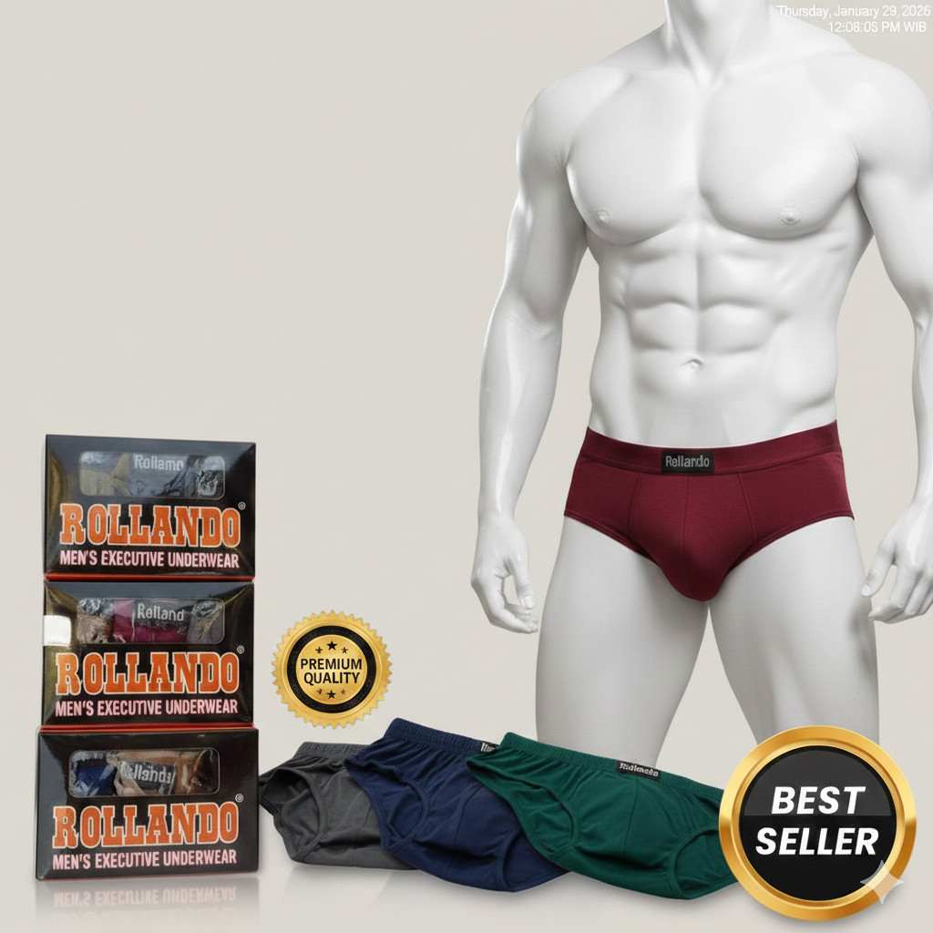 ROLLANDO Celana Dalam Pria deweasa dan remaja Cotton Isi 3pcs Ukuran M L XL Warna random | harga coc