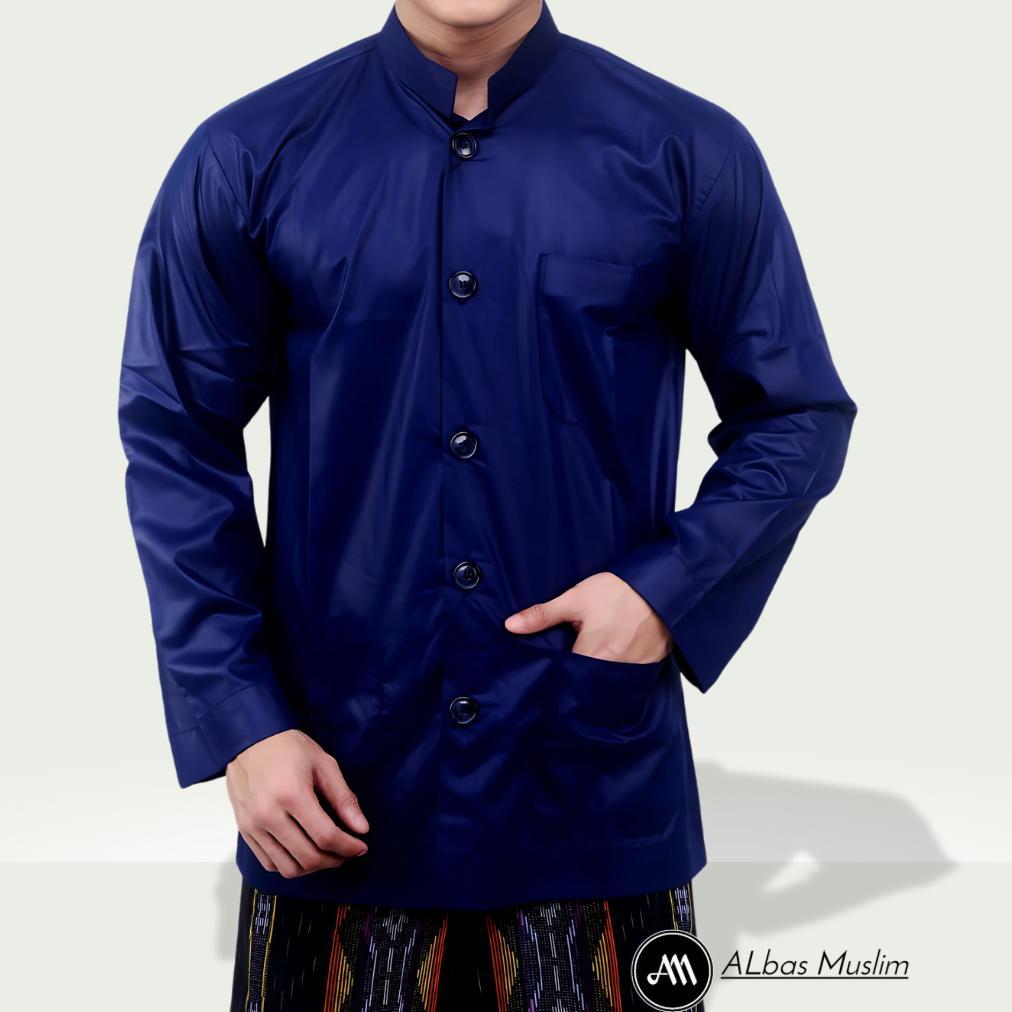 BEST SELLER BAJU KOKO PRIA LENGAN PANJANG HAIBAH POLOS JUMBO SAKU DEPAN MATT TOYOBO WARNA PUTIH TULA