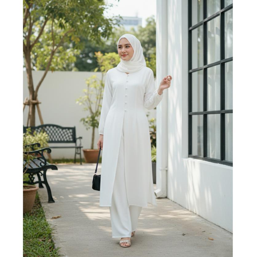 Terlaris Setelan Tunik Celana Muslimah Premium Look Anggun & Stylish Untuk Hangout Atau Kondangan