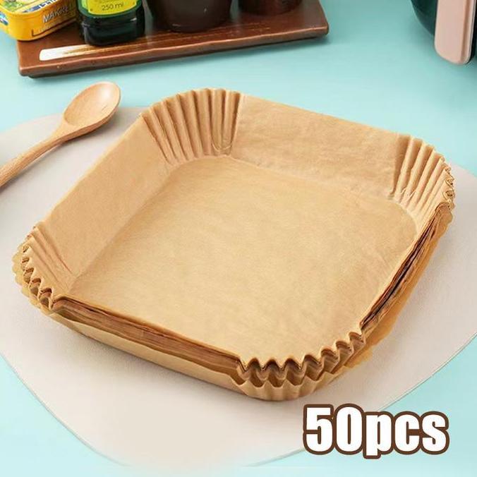 KIAMU 50pcs Kertas Alas Air Fryer / Air Fryer Parchment Paper / Round Bulat Anti Lengket  / Kertas M
