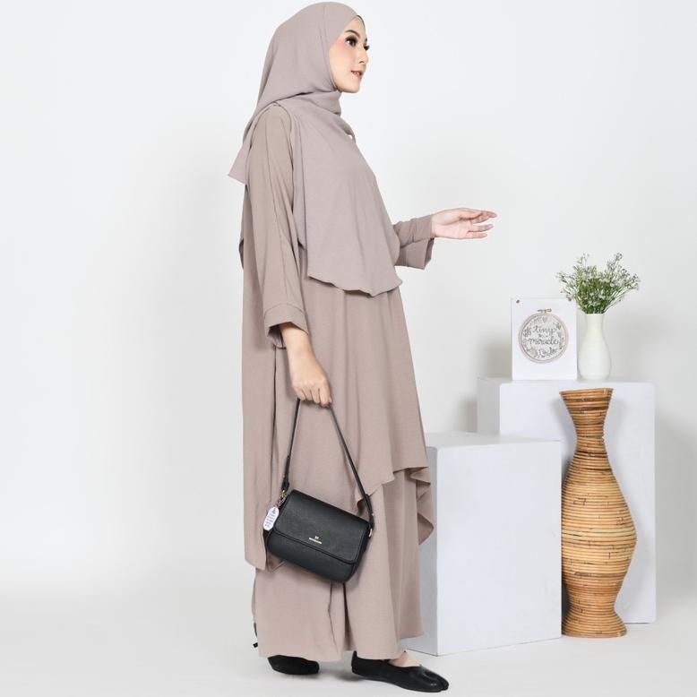 Wajib Punya One Set Rok Tunik Pashmina Oval Setelan Wanita Set Hijab Crinkle Airflow Premium