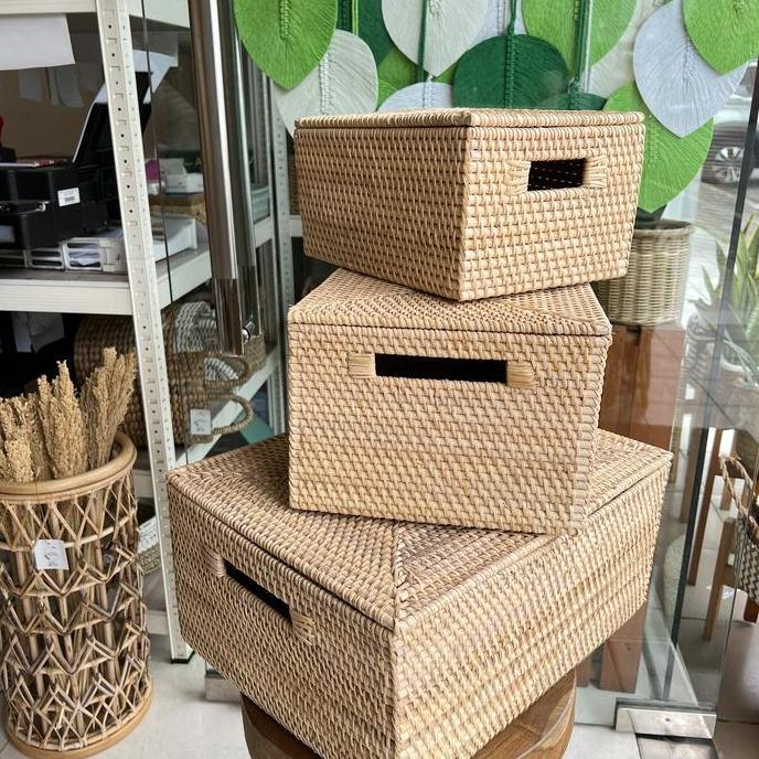 OK KERANJANG TUTUP ROTAN / KOTAK ROTAN TUTUP KERANJANG ROTAN TUTUP KTR01 //