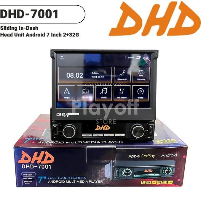 Single Din Carplay Ram 2+32 GB Head Unit Android 7 inch DHD Sliding In-Dash