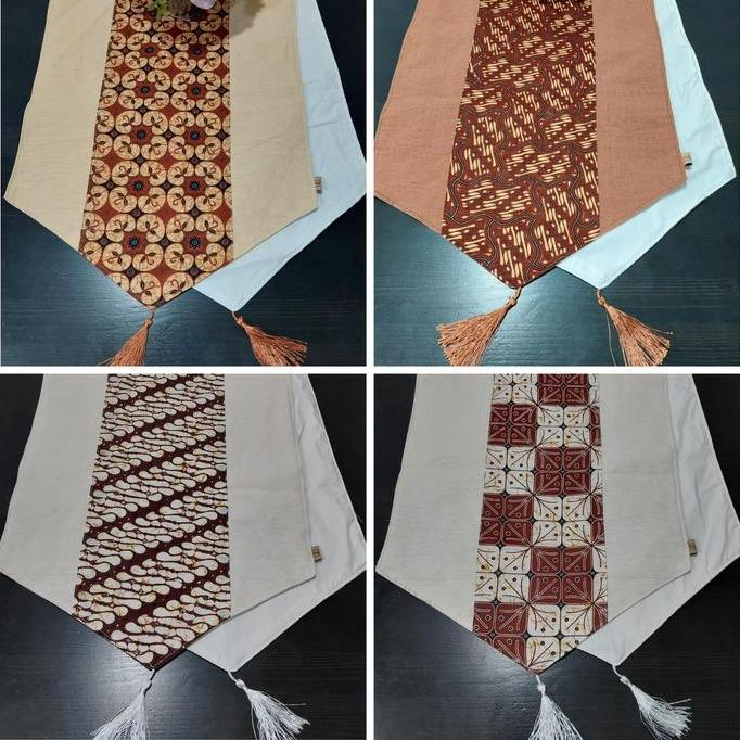 "ZIRA" Taplak Meja panjang Batik, Taplak Meja Dua Lapis Tenun Batik