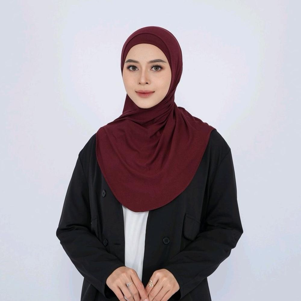 KUALITAS SUPER Hijab Instan Jisoo Plus Inner 2in1 Size L Kaos Rayon premium Cooltech Meleyot | Bergo