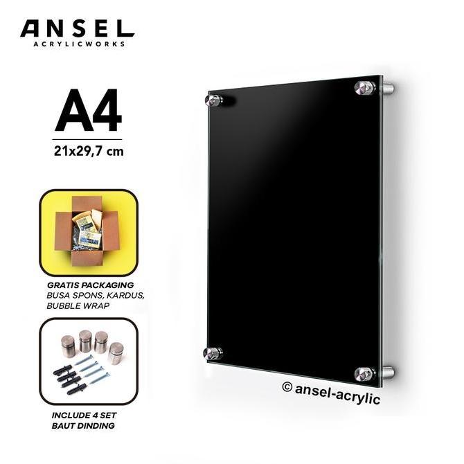 Acrylic Wall Frame / Bingkai Foto Dinding Akrilik / A4 Hitam [Satuan]