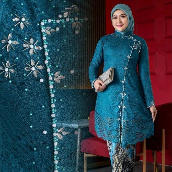 DF4 - Setelan kebaya tunik brokat payet mutiara samping kebaya modern kebaya kondangan kebaya seraga