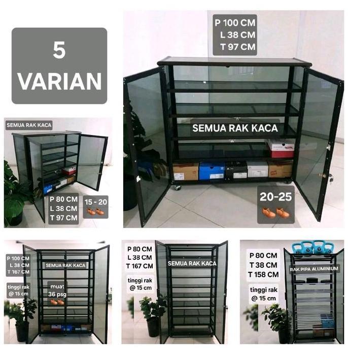 * TC ALUMINIUM LS72 80X38X158 B 80X38X167 80X38X97 100X38X97 100X38X167 LEMARI RAK SEPATU 9 SUSUN MU