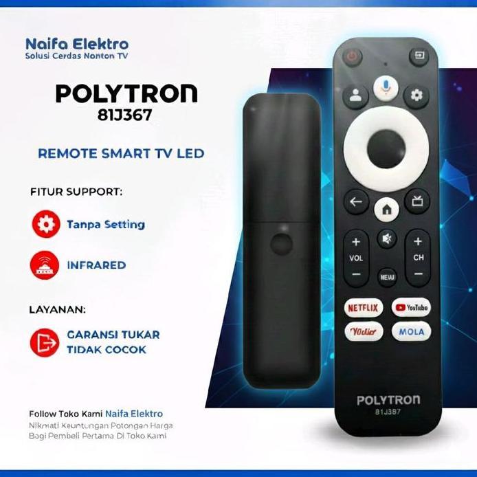 Ready Remote android tv 81J367 tanpa voice note/Remot polytron 81J367