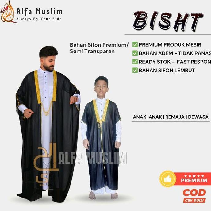 Promo, Bisht Anak & Dewasa Raja Arab, Bahan Sifon/Semi Transparan, Luaran Jubah Pria Raja Salman, Ou