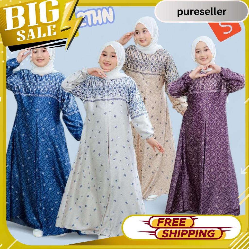 Cod Baju Gamis Anak Perempuan Motif Armani Silk Premium Elegan Terbaru Seragaman Couple Keluarga Ter