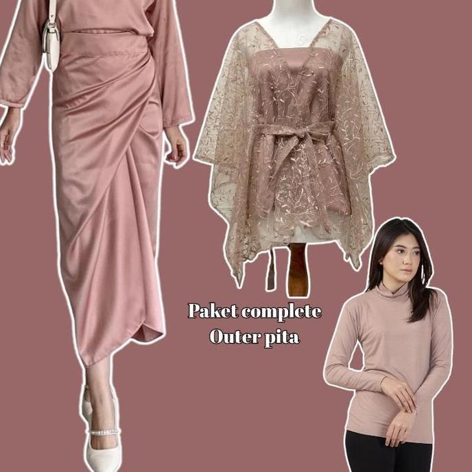 DS98 >> Setalan Outer brokat cape Brokat Crop Kondangan Pesta Brokat seragam Bridesmaid Terbaru 2024