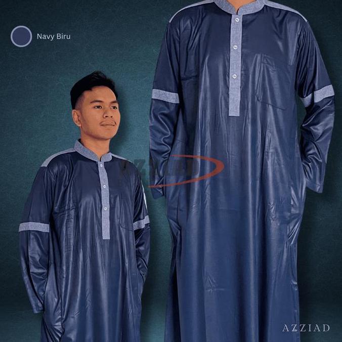 Promo, Jubah Pria Dewasa Muslim Lengan Panjang Kombinasi Warna Bahan Haramain