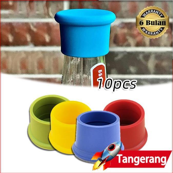 VEZALA 10pcs Karet Tutup Botol Minum Reusable / Tutup Botol Karet Silikon Warna-Warni / Tutup Botol 