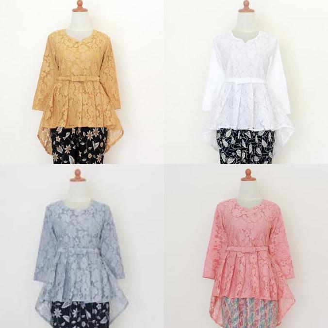 DV168 >> Atasan Kebaya Modern Brokat Aira Putih Dan Lainnya