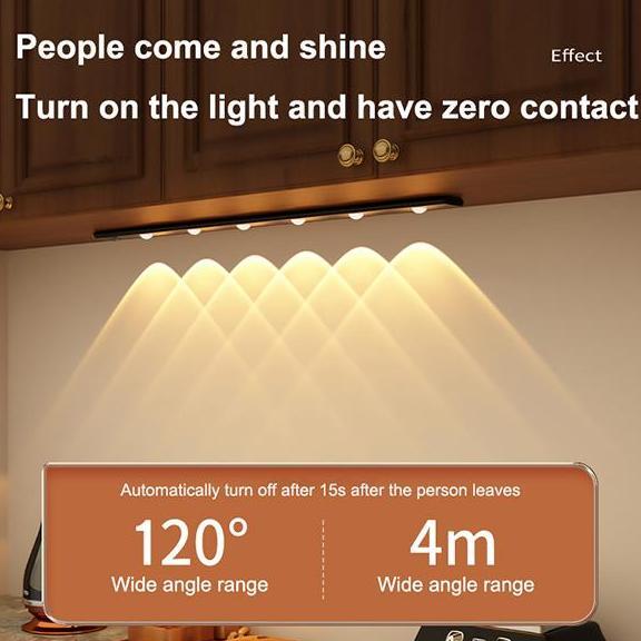 GEGEZY Effect Lampu Kabinet Tricolor Dimming Magnetic Motion Sensor 120 Sudut Lebar 4m Jangkauan 20/