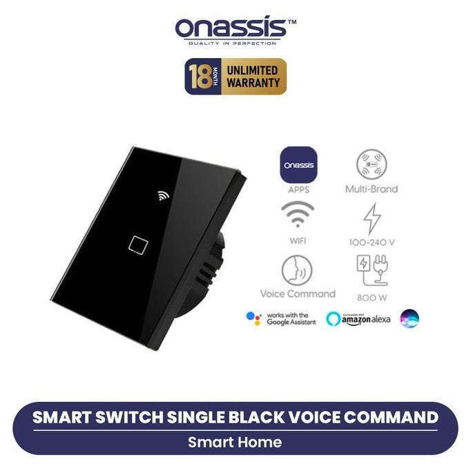 ONASSIS SMART SWITCH SINGLE BLACK VOICE COMMAND