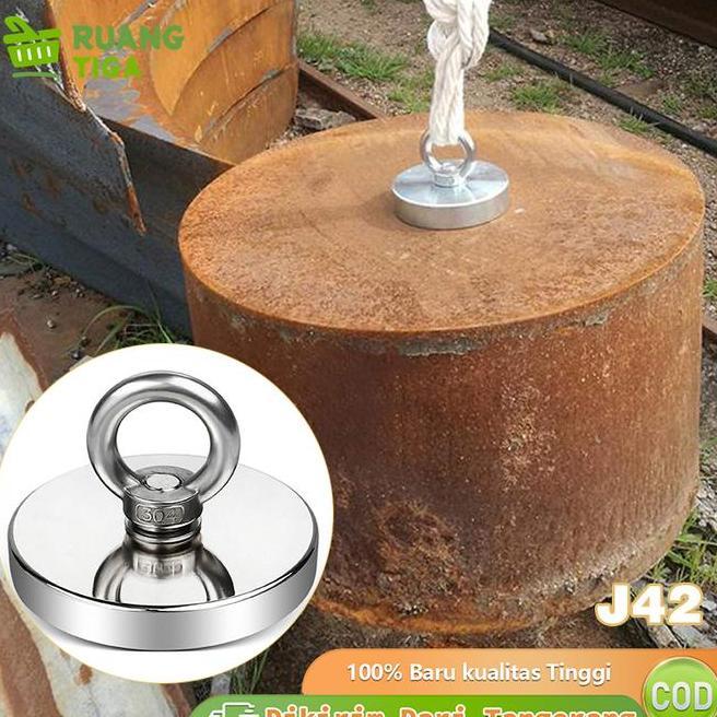 42Mm 60Kg Magnet Neodymium Strong Bulat Magnet Hook Bulat Alat Magnet Fishing