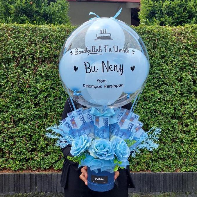 Buket Bouquet Balon Uang (dekor) Uang isi sendiri di rumah KS