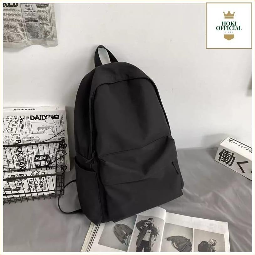 PREMIUM [COD] RANSEL POLOS WANITA PRIA TAS SEKOLAH WARNA HITAM POLOS TAS SEKOLAH SMA SMP TERMURAH