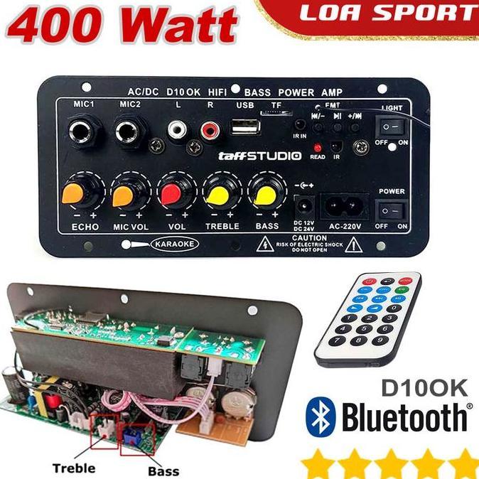 Amplifier Board Karaoke 400 Watt Mono Treble Bass Bluetooth Usb Remote Termurah