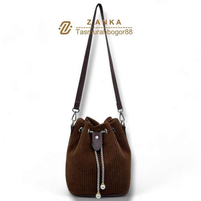 [ZANKA] MINA-MINO Tas Serut Corduroy Wanita Model Korea Anti Gores - Tas Selempang Bahan Corduroy Le