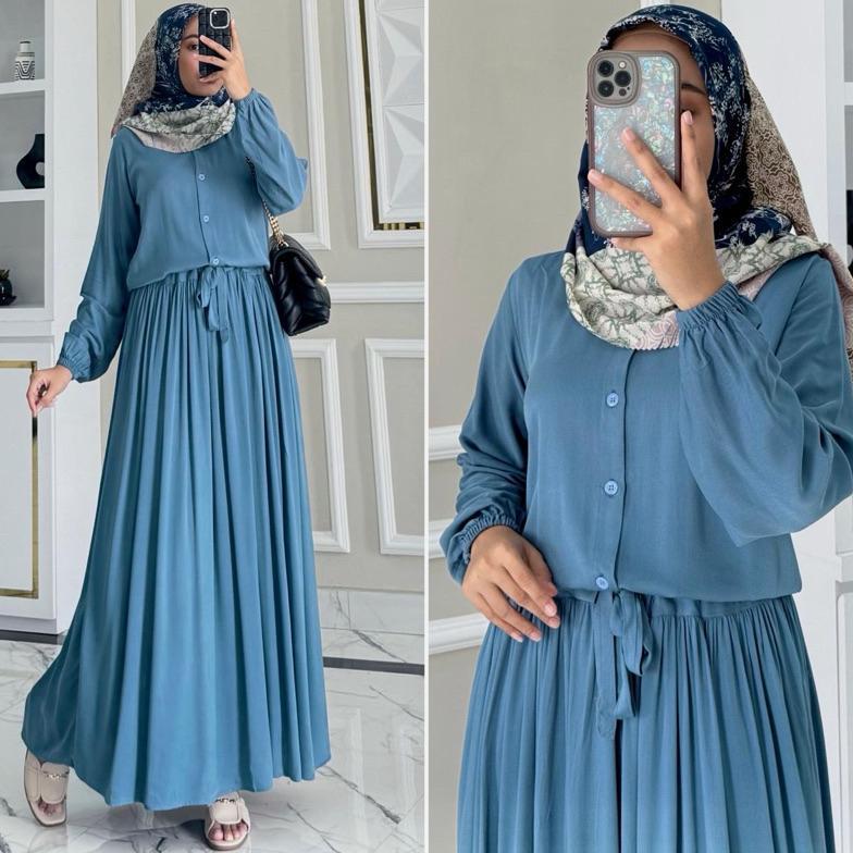 Diskont Aurelia Dress By Zalfa Outfit / Gamis Polos / Dress Polos / Gamis Rayon