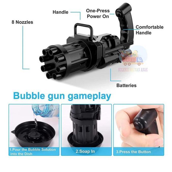 Promo Mainan Anak Tembakan Elektrik Machine Gatling Bubble Gun Gelembung Sabun Cod
